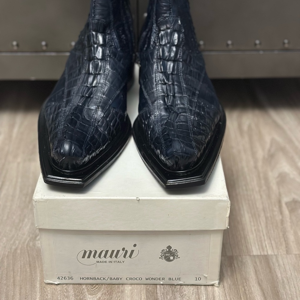 Mauri Men's Croco Leather Shoes - Blue